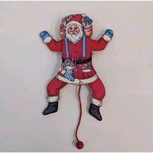Vintage Jumping Jack Pull String Puppet Christmas Ornament Santa Midwest Imports